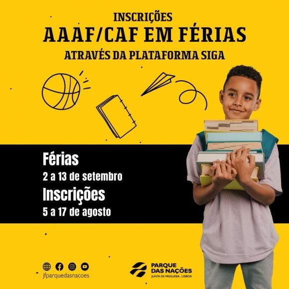 Inscri&ccedil;&otilde;es para as AAAF/CAF em F&eacute;rias de setembro