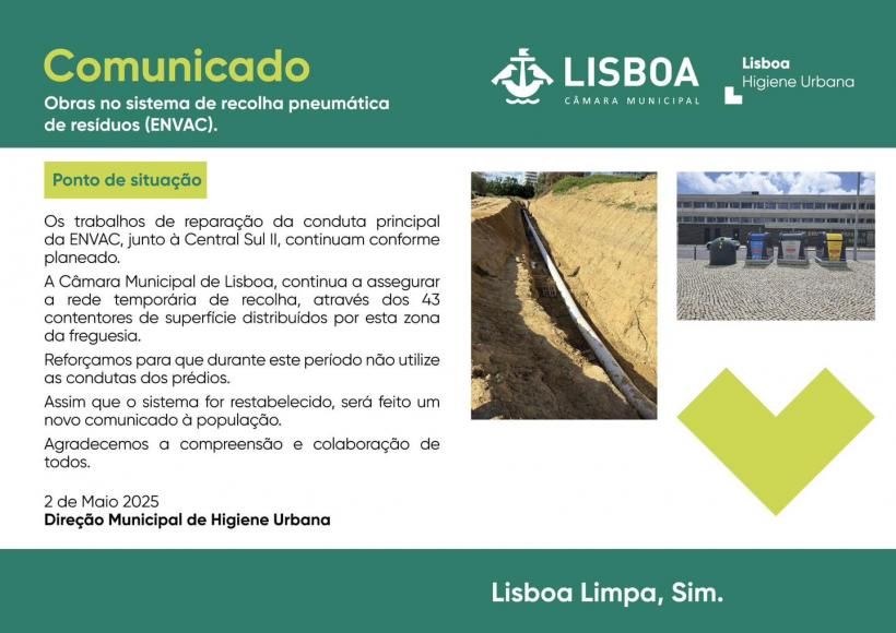 Obras no sistema de recolha pneum&aacute;tica de res&iacute;duos (ENVAC)