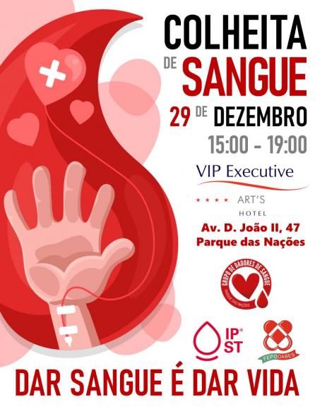 Colheita de sangue dia 29 de dezembro no VIP Executive Art&rsquo;s Hotel