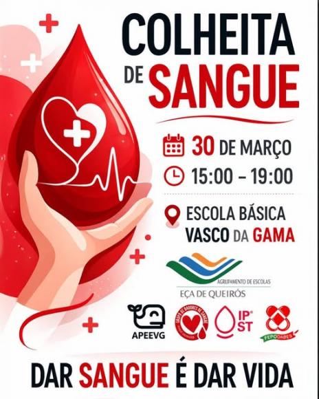 Colheita de sangue dia 30 de mar&ccedil;o na EBVG