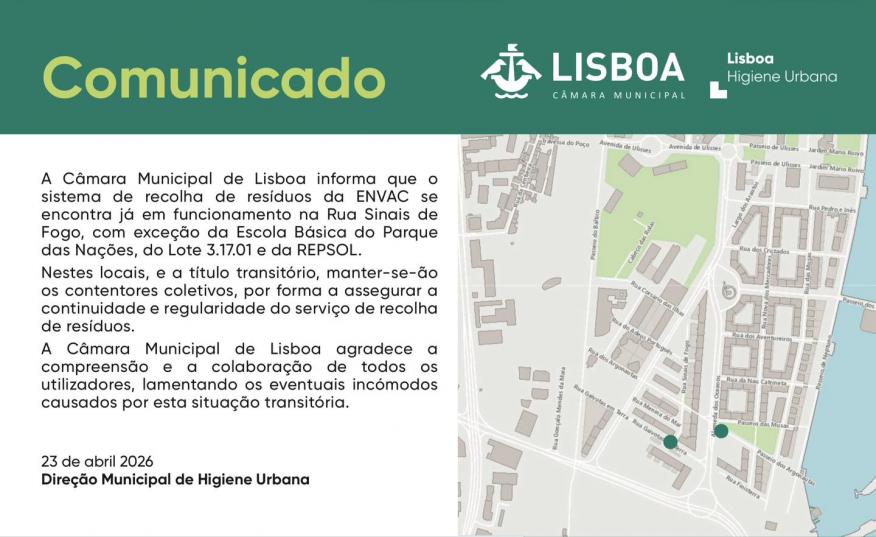 Comunicado CML - Envac Zona Sul