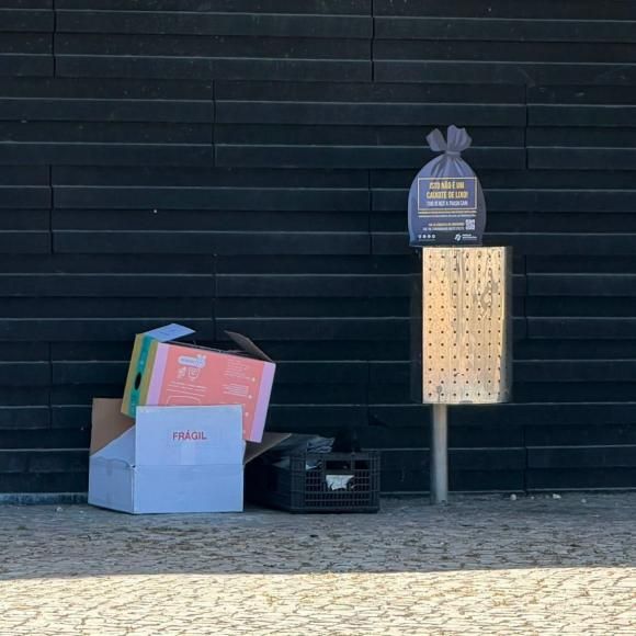 Lixo dom&eacute;stico nas papeleiras n&atilde;o