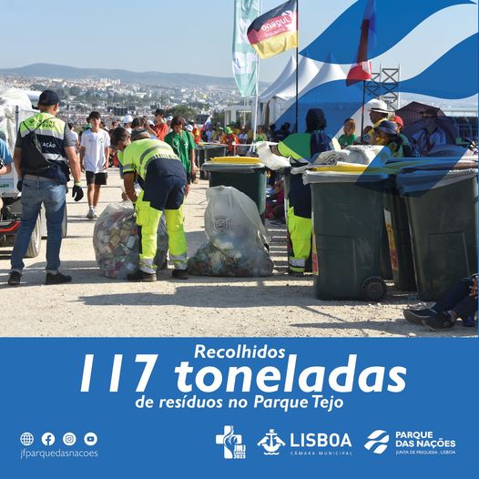 117 toneladas de res&iacute;duos recolhidos durante a JMJ no Parque Tejo